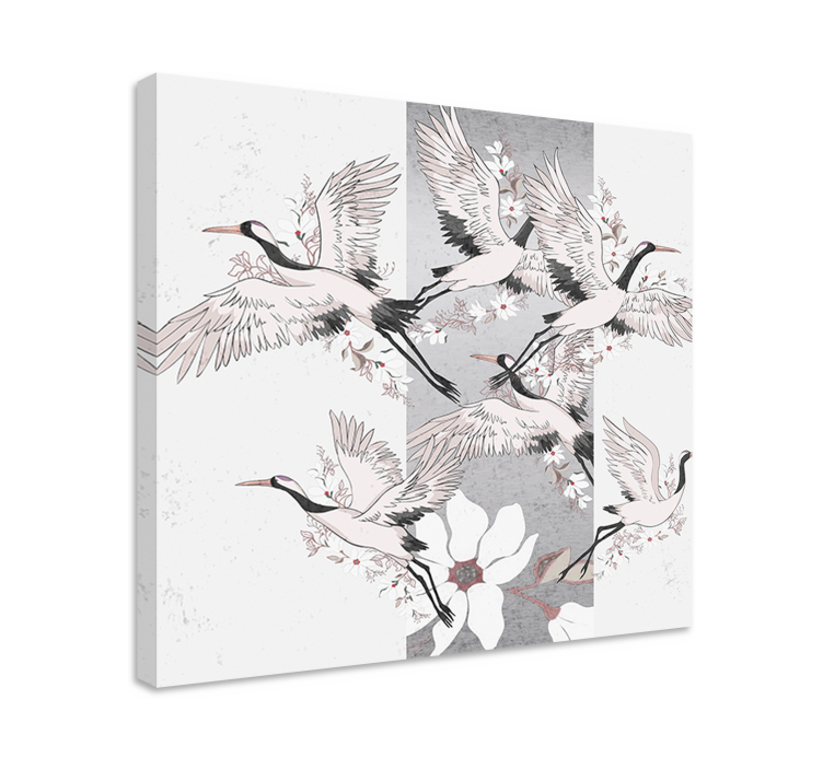 Landscape canvas of graceful cranes soaring - TenStickers