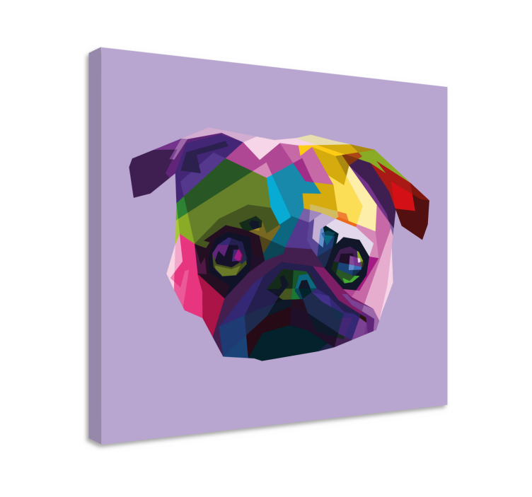 Dog wall art colorful pug face print - TenStickers