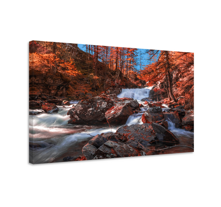 Autumn trees and river landscape canvas - TenStickers
