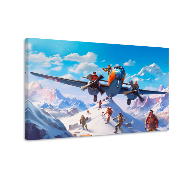 characters on an aeroplane video game canvas art - TenStickers