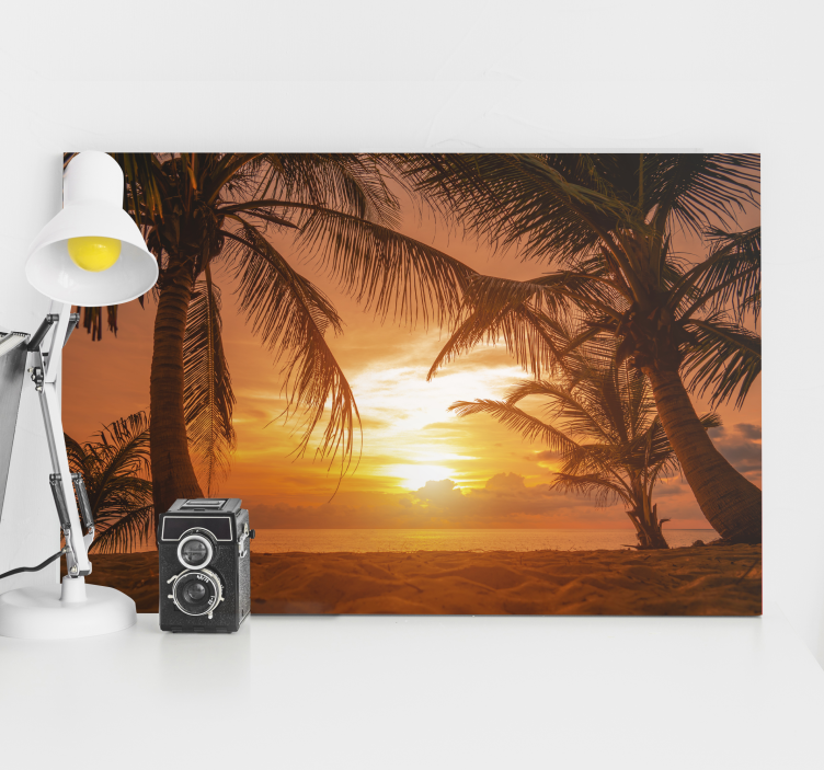 Sunset on beach headboard canvas prints - TenStickers