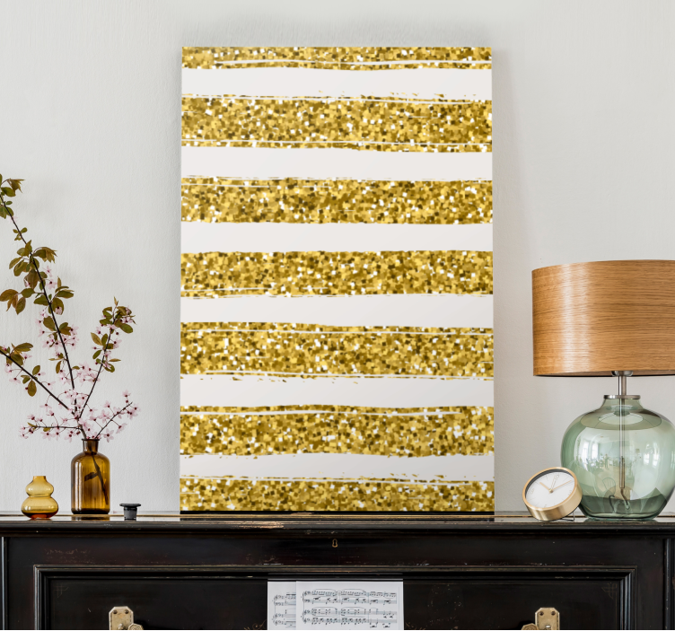Abstract wall art 1 golden glitter stripes - TenStickers