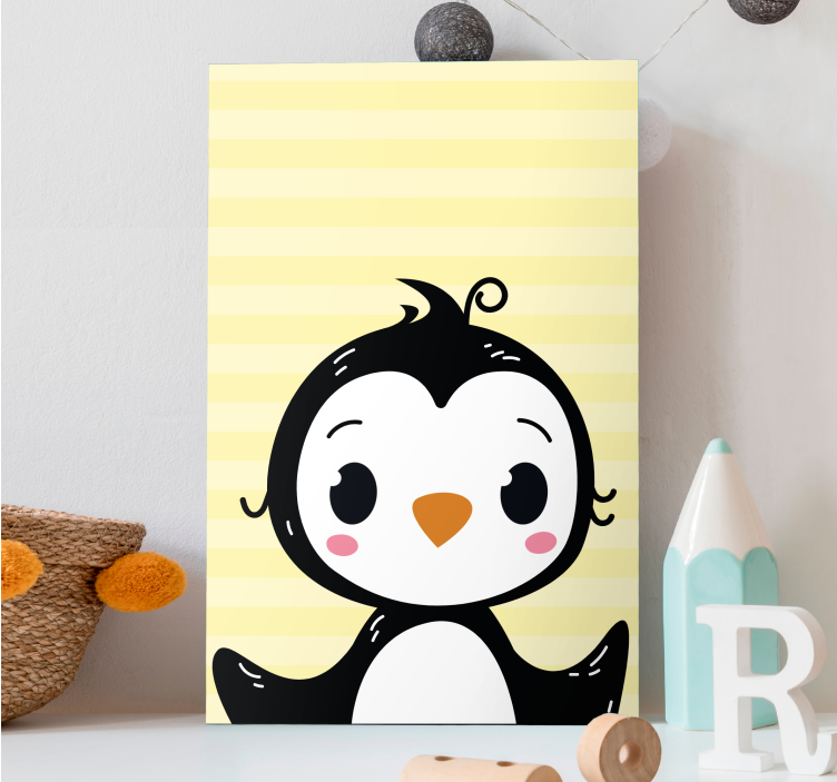 Animal canvas wall art adorable penguin figure - TenStickers