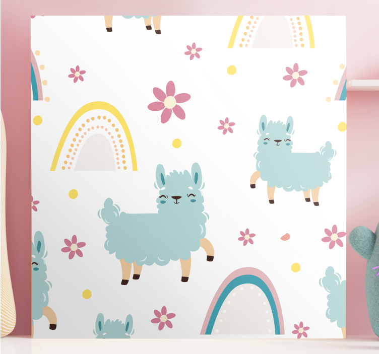 Animal canvas wall art llama and floral - TenStickers