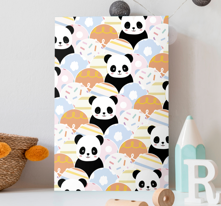 Animal canvas wall art playful panda patterns - TenStickers