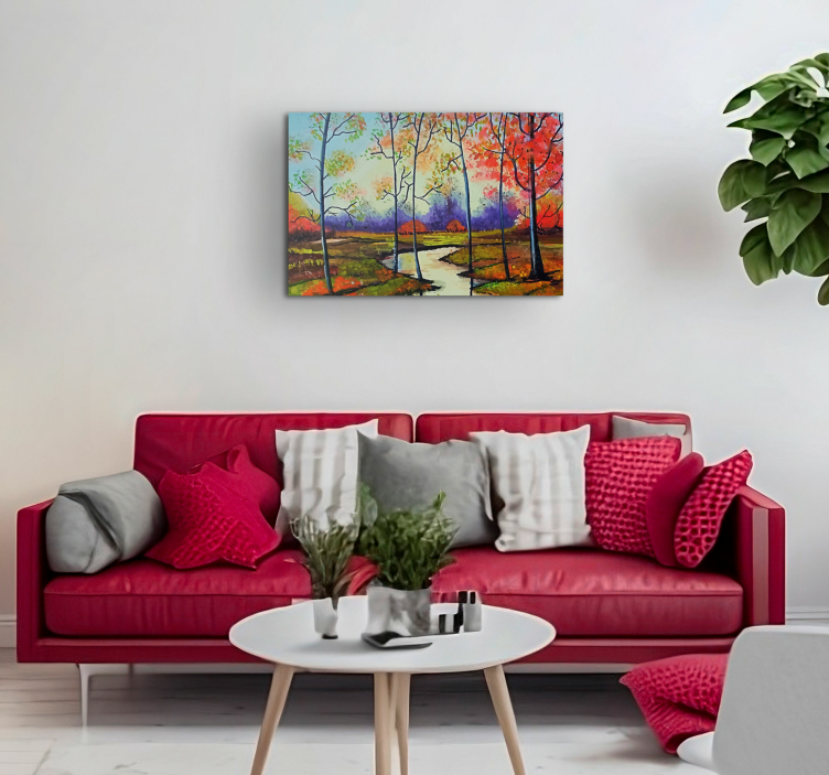 Coloured Modern Art Tree canvas prints - TenStickers
