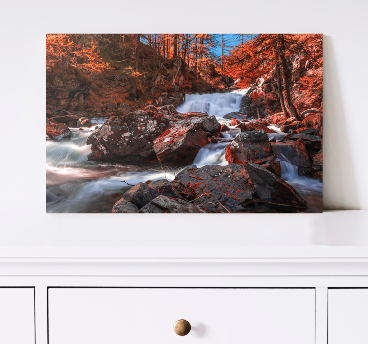 Autumn trees and river landscape canvas - TenStickers