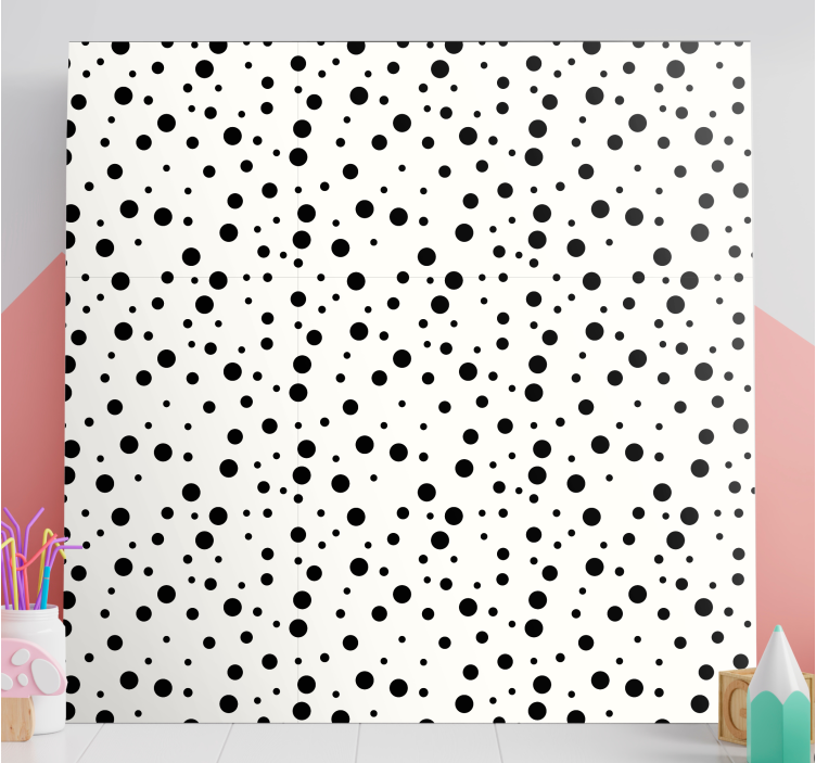 Black polka dots on white canvas art prints - TenStickers