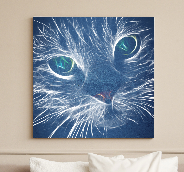 Blue abstract cat cat canvas print - TenStickers