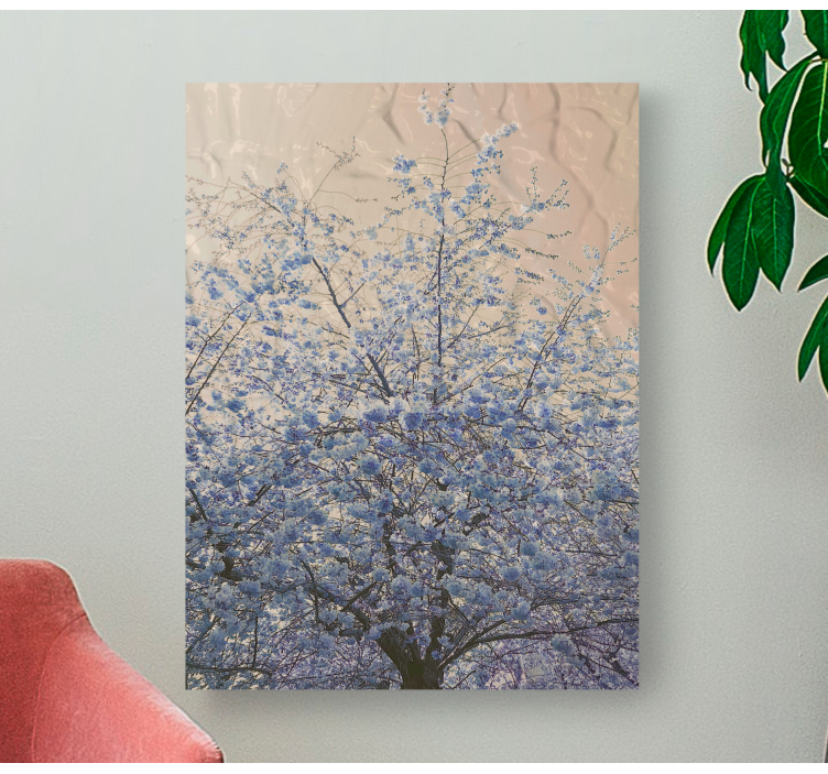 Blue flowers and a tree flower canvas - TenStickers