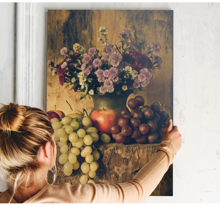 Brush painting grapes and vase  fruit canvas - TenStickers