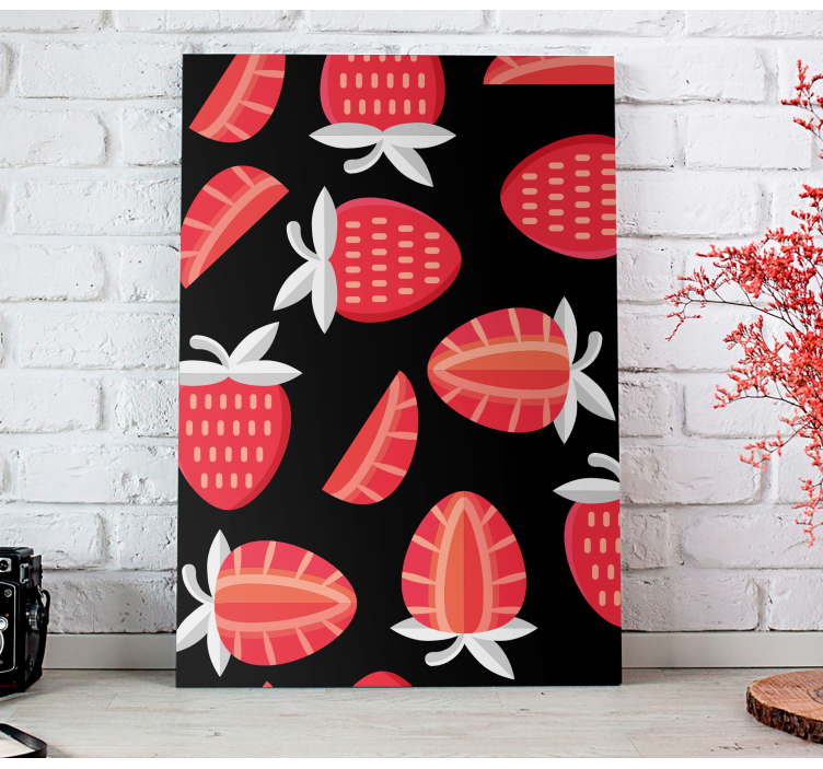 Cartoon strawberry pattern fruit canvas - TenStickers