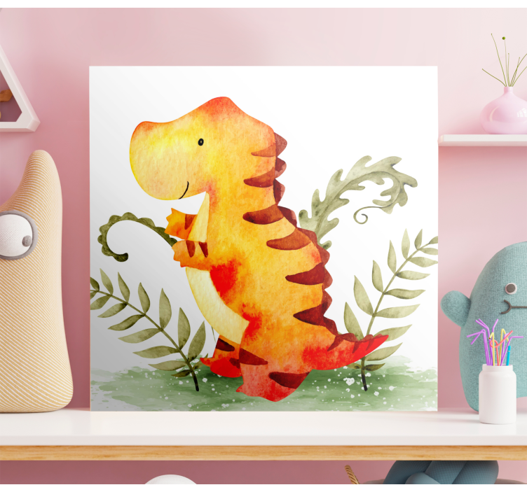 Charming baby dinosaur dinosaur canvas wall art - TenStickers