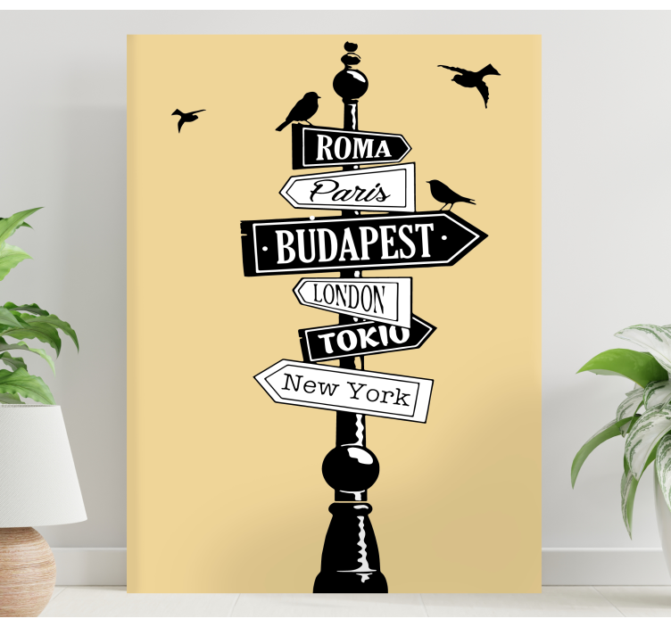 Cities Budapest direction signals city canvas - TenStickers