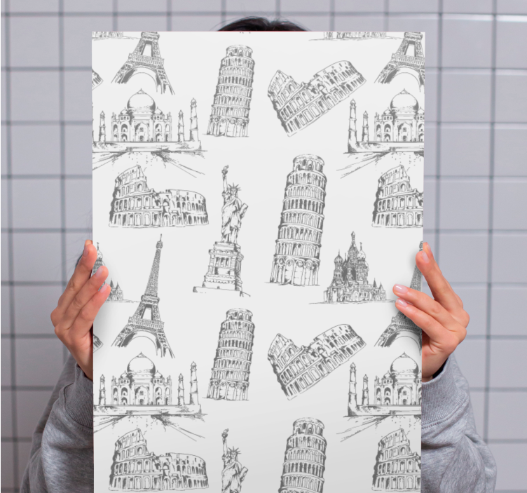 Cityscape wall art famous landmarks illustrations - TenStickers
