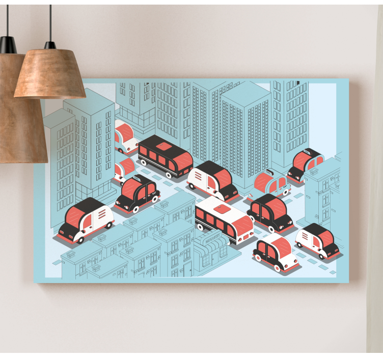 Cityscape wall art urban traffic scene - TenStickers