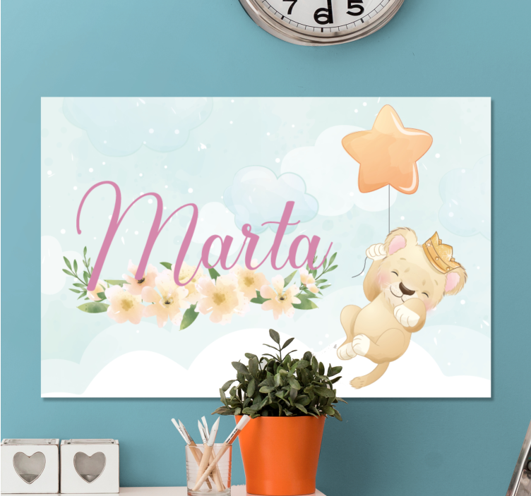 Cocktail canvas cute lion balloon - TenStickers