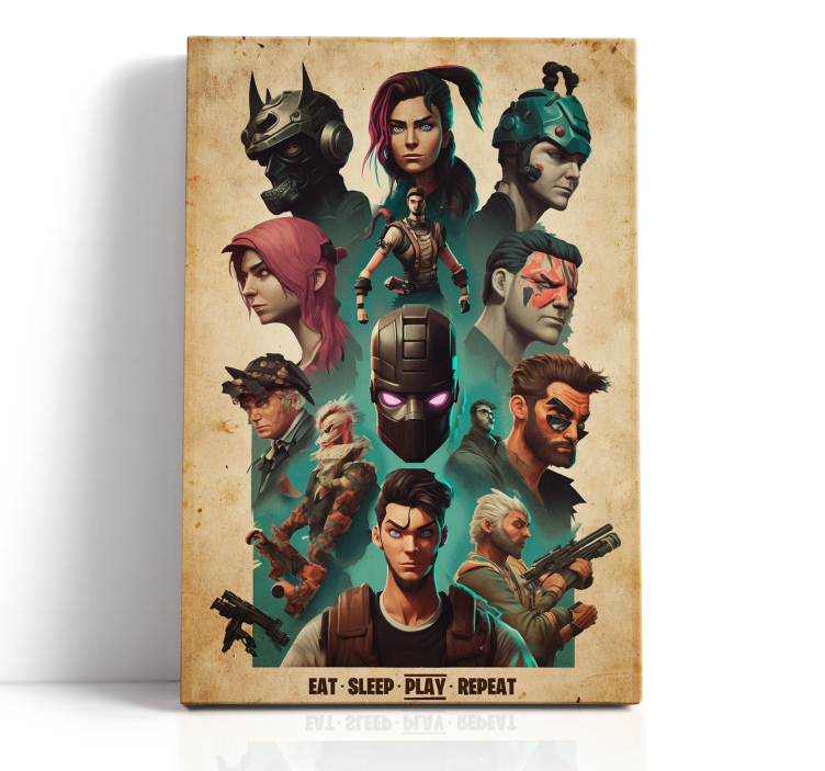 collage of epic characters video game canvas art - TenStickers