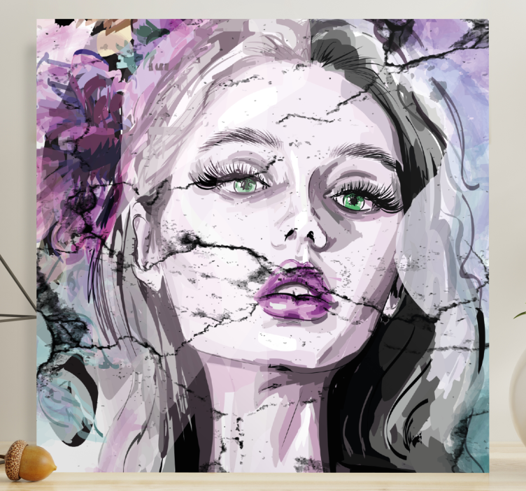 Colorful fashion woman face modern canvas - TenStickers