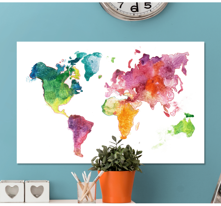 Colourful world map canvas - TenStickers