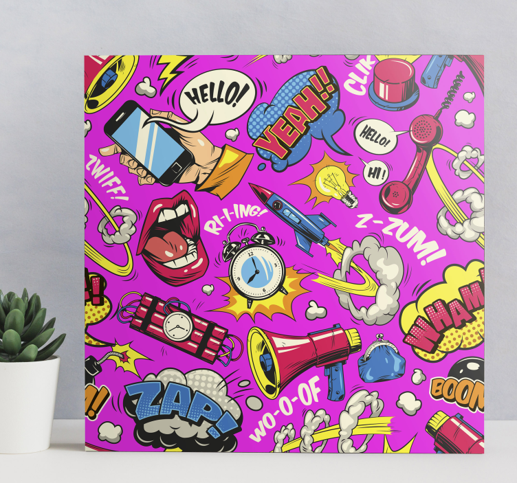 Comic Explosions floral canvas wall art - TenStickers