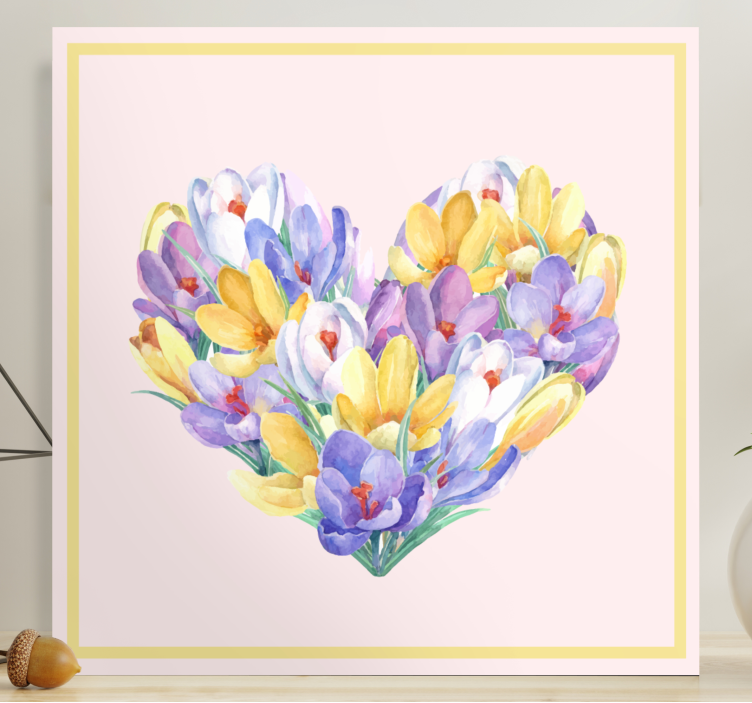Crocus flower heart design flower canvas - TenStickers
