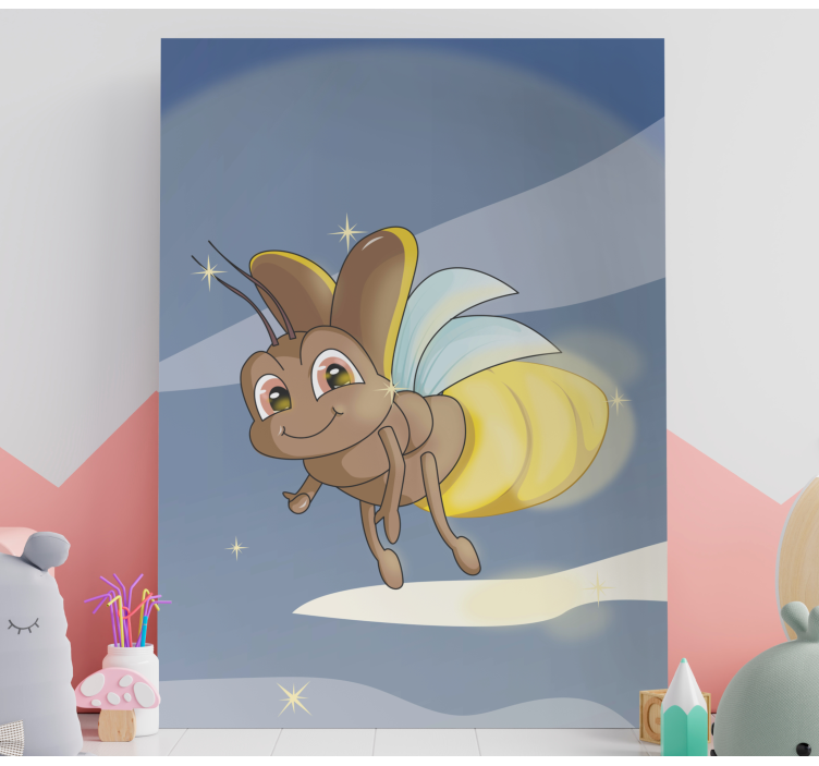 Cute baby cartoon firefly nursery canvas - TenStickers
