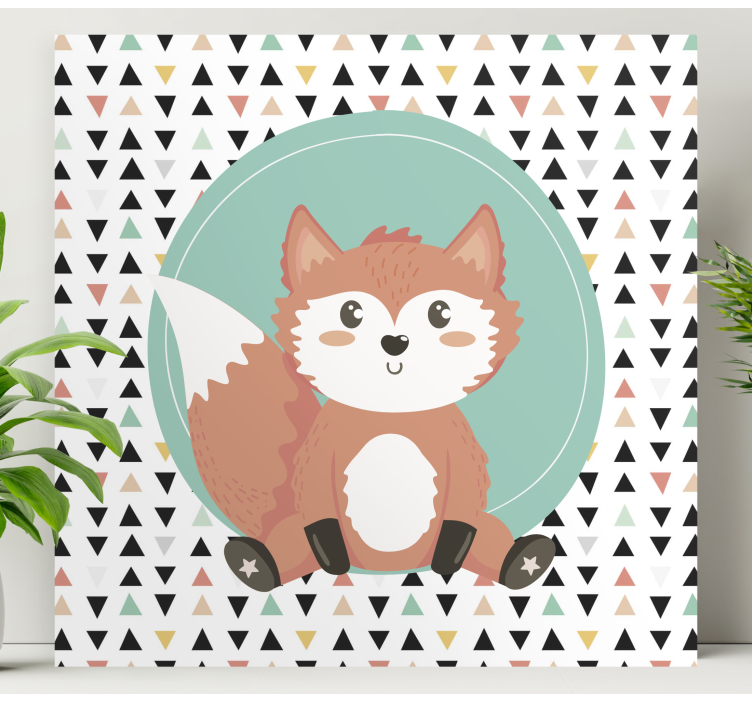 Cute baby fox cartoon nursery canvas - TenStickers