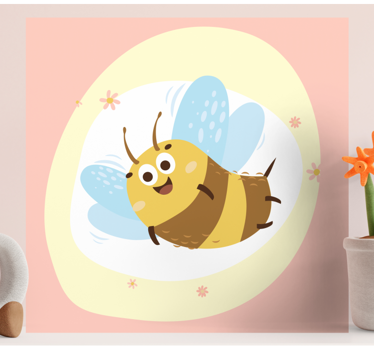 Cute cartoon bee big eyes nursery canvas - TenStickers