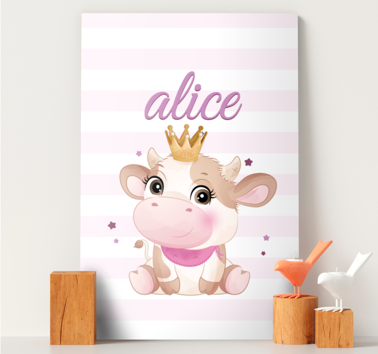 Cute cow princess animal canvas wall art - TenStickers