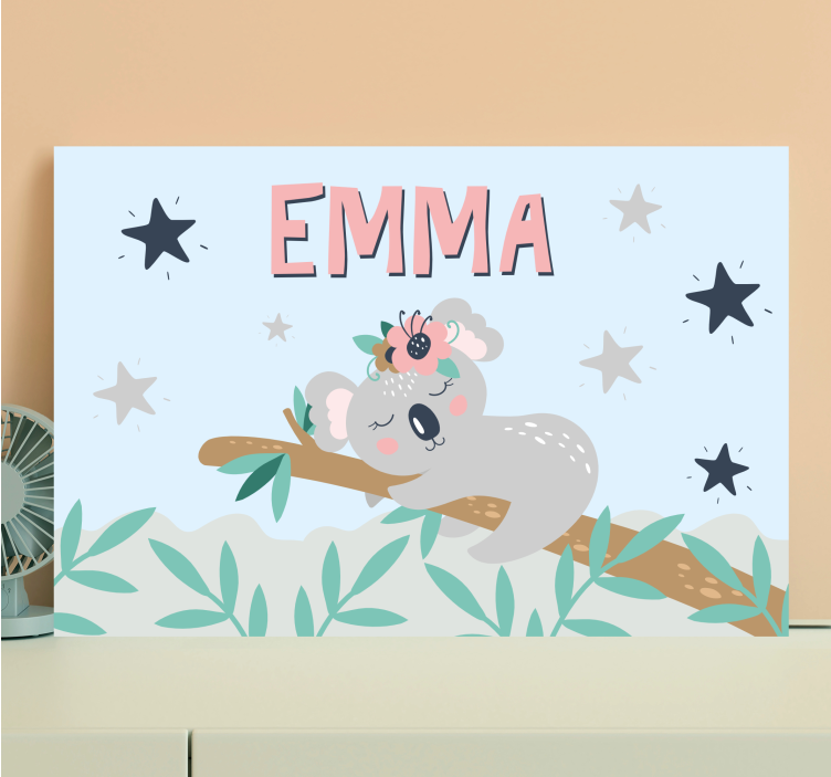 Cute koala for girl personalised canvas - TenStickers