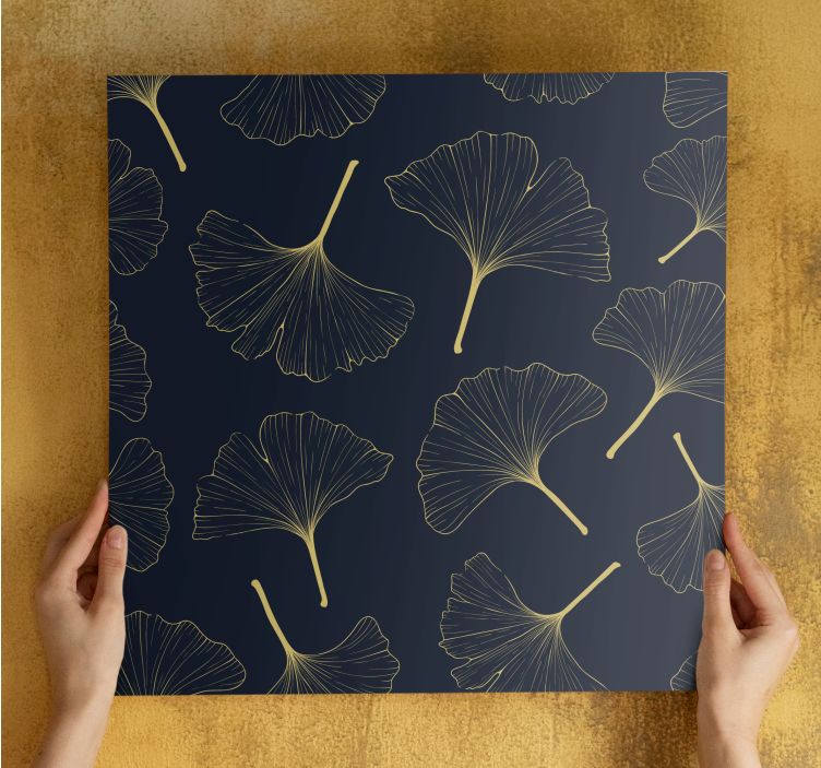 D Golden Ginkgo Leaves modern canvas - TenStickers