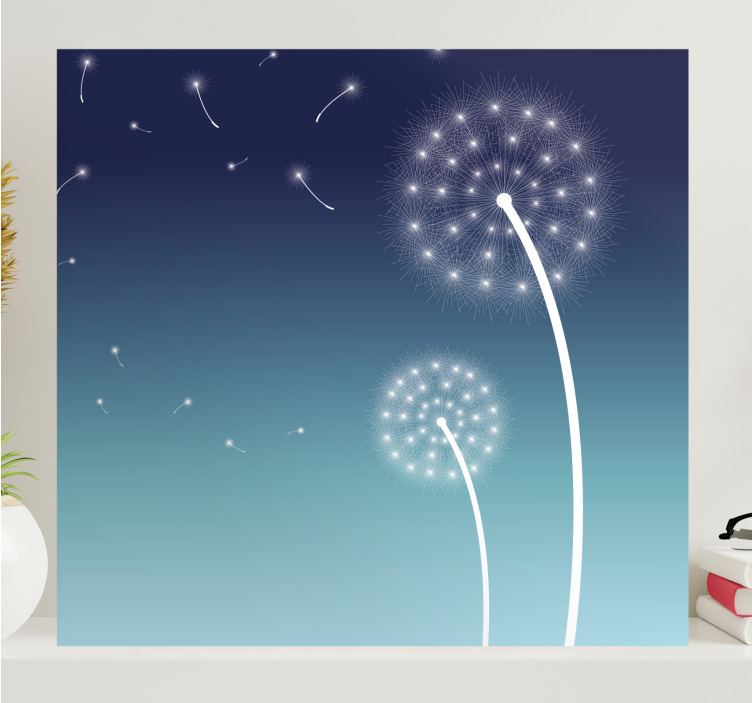 Dandelion fluffs floating Flowers  canvas - TenStickers