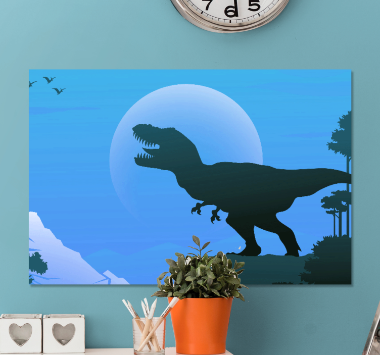 Dinosaur canvas wall art t-rex silhouette - TenStickers