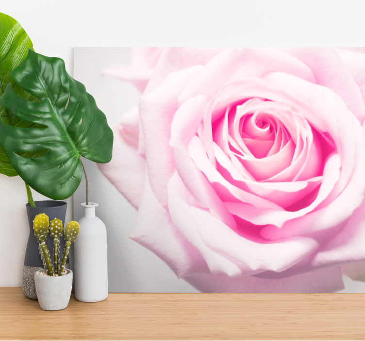 Elegant big pink rose design flower canvas - TenStickers