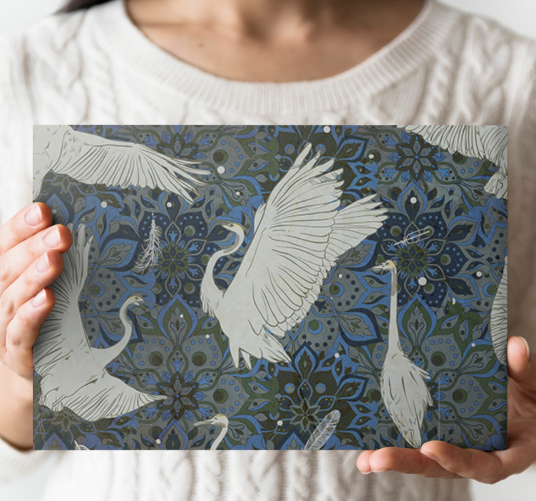 Fish canvas graceful cranes dance - TenStickers