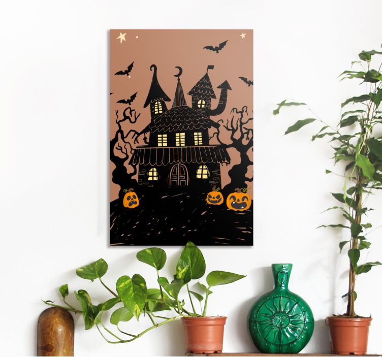 Floral canvas wall art haunted house theme - TenStickers
