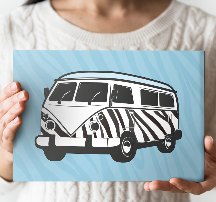 Floral canvas wall art retro caravan design - TenStickers