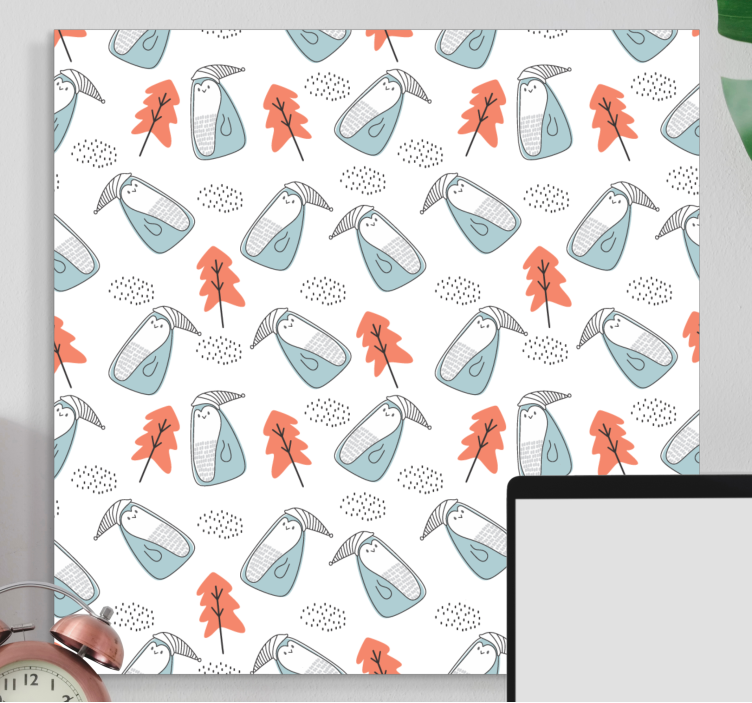 Floral canvas wall art with adorable animal design - TenStickers