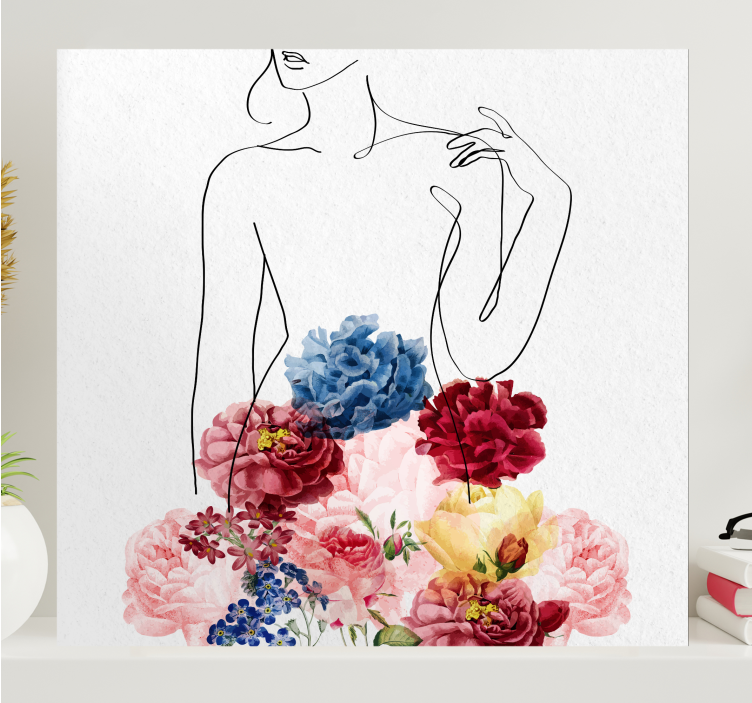 Floral Silhouette Design Flowers  canvas - TenStickers
