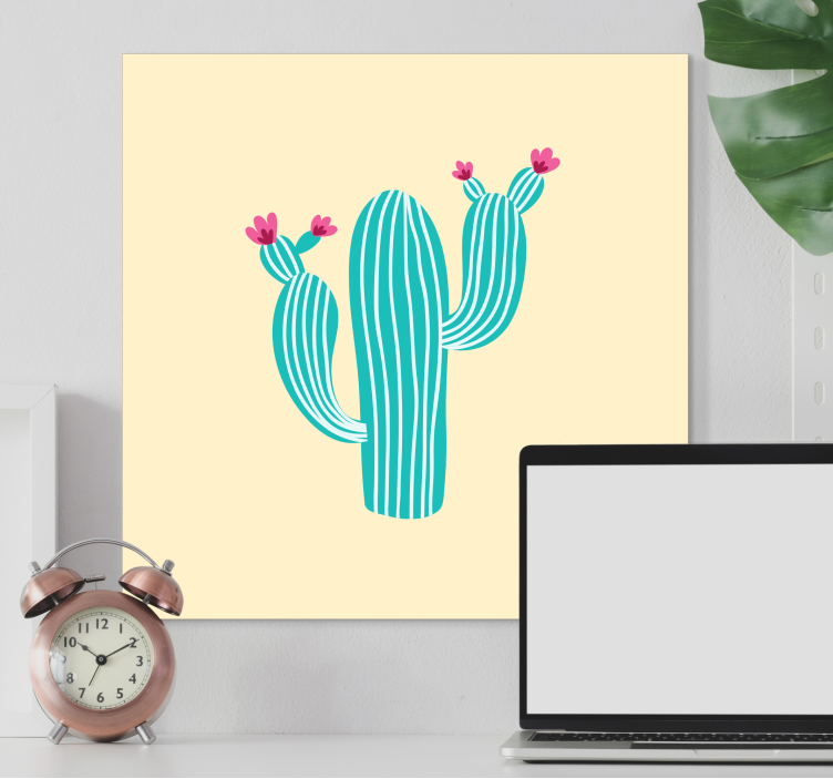 Flowers canvas cactus with blooms - TenStickers