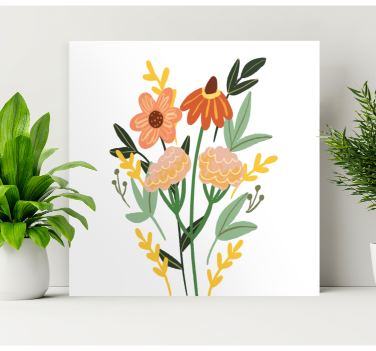 Flowers canvas charming floral bouquet - TenStickers