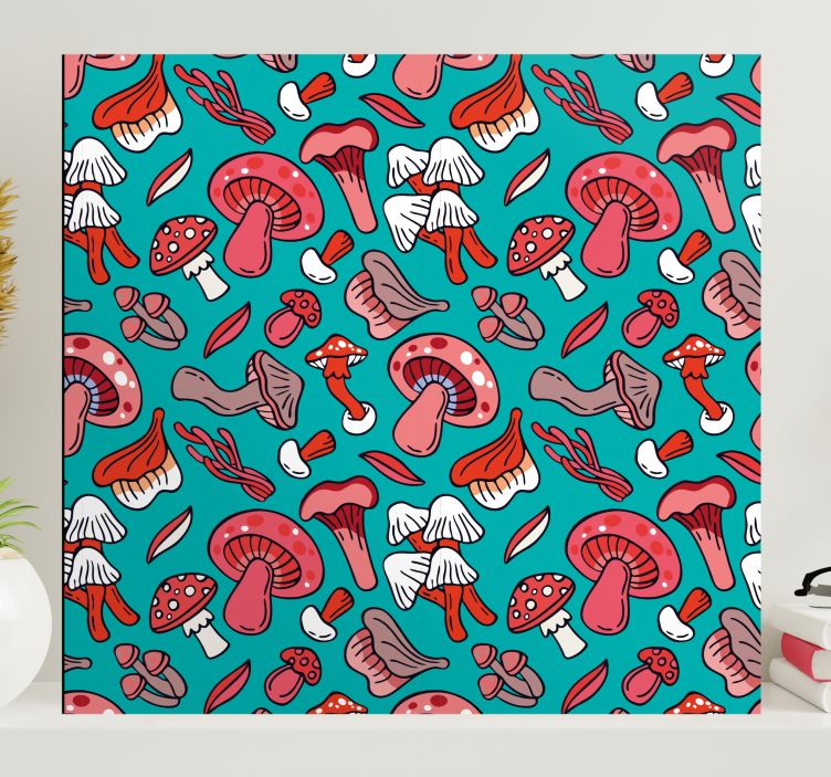 Flowers canvas colorful mushroom design - TenStickers