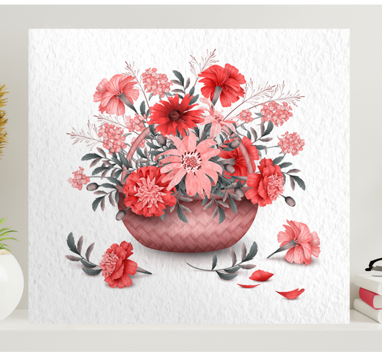 Flowers canvas floral basket design - TenStickers