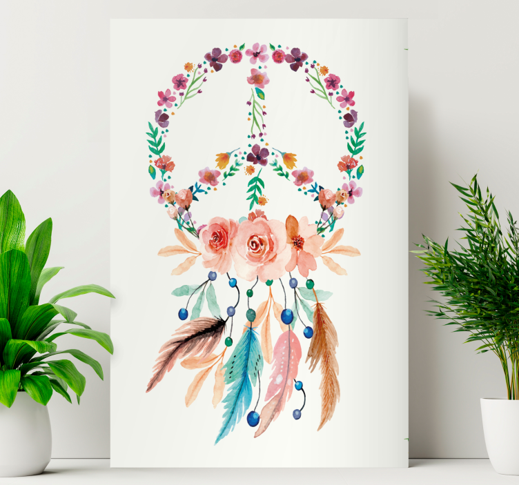 Flowers canvas floral peace design - TenStickers