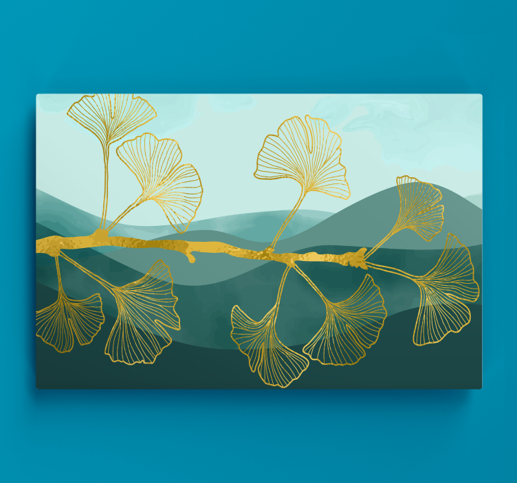 Flowers canvas ginkgo leaf reflection - TenStickers