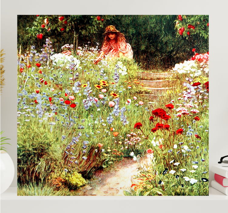 Flowers canvas girl surrounded by blooms - TenStickers