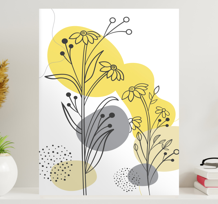 Flowers canvas ornate botanical design - TenStickers