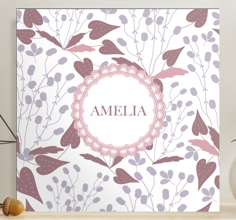 Flowers canvas personalized floral name art - TenStickers
