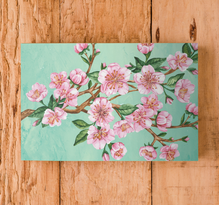 Flowers canvas sakura blossom stem artwork - TenStickers